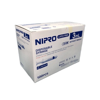 กระบอกฉีดยา  Nipro Syringe 3 ml. (Luer slip) ไซริงค์พลาสติกนิปโปรแบบไม่ติดเข็ม ขนาด 3 มล. 1 กล่อง บรรจุ 100 ชิ้น