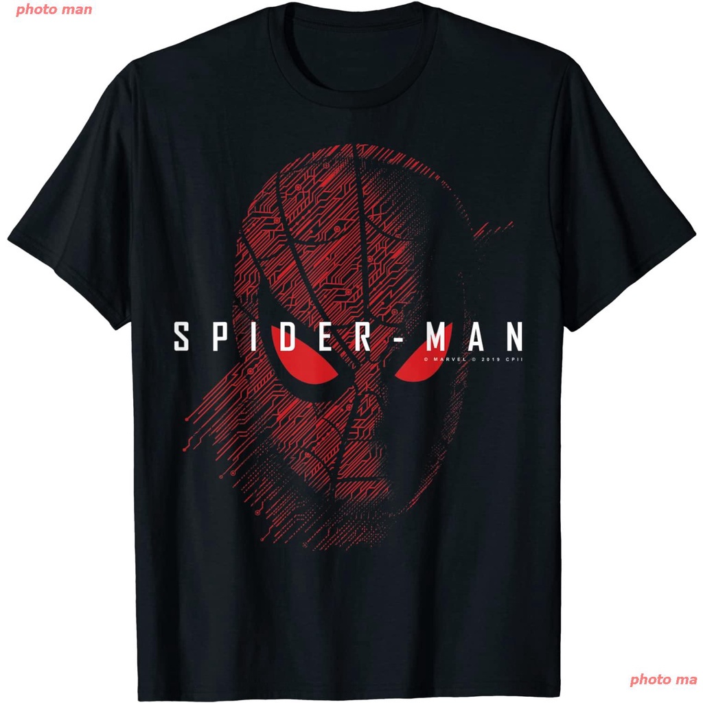 สไปเดอร์แมน-เสื้อยืด-spider-manเสื้อยืด-marvel-spider-man-far-from-home-tech-spider-man-logo-t-shirt-menเสื้อยืดอินเทรนด