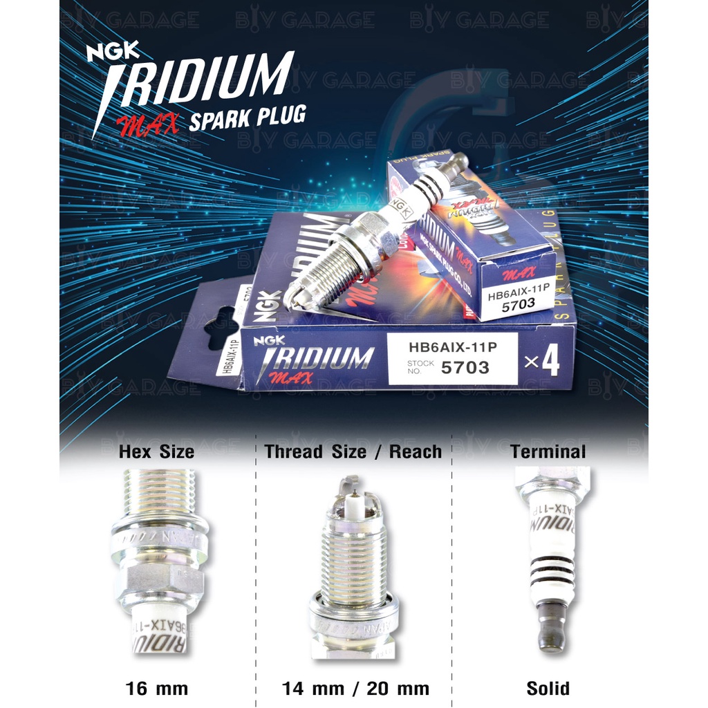 หัวเทียน-ngk-iridium-max-hb6aix-11p-hb6bix-11p-ขั้ว-iridium-platinum-3-เขี้ยว-made-in-japan