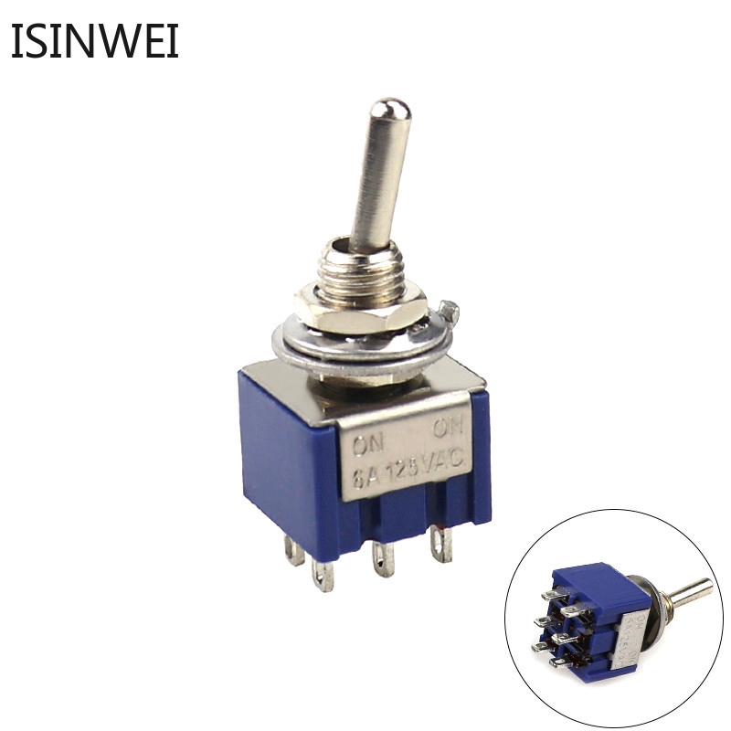 mts - 202 dpdt สวิทช์ 6 a 125 v ac 6 - pin on - on ขนาดเล็กสีฟ้า 5 ชิ้น ...