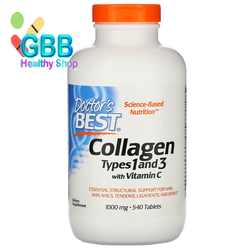 Doctor's Best Collagen Types 1 and 3 with Peptan 1,000 mg 540 Tablets