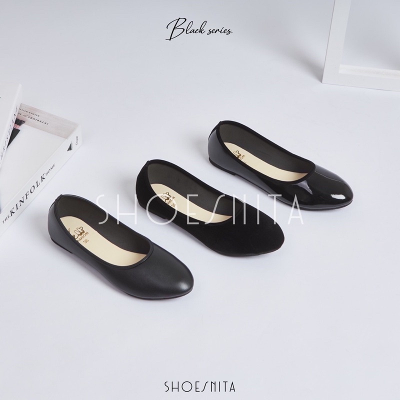 ภาพหน้าปกสินค้ารองเท้าคัชชูส้นแบน ไซส์ 36 - 44 SHOESNITA รองเท้าคัทชู ผู้หญิง สีดำ พร้อมส่ง