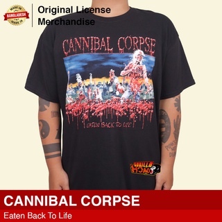 เสื้อยืดโอเวอร์ไซส์เสื้อยืดลําลอง ผ้าฝ้าย แขนสั้น พิมพ์ลายวงดนตรี CANNIBAL CORPSE Original Eaten Back To Life สําหรับผู้