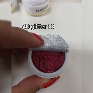 สีเจล เจลปั้น 4D Bluesky gel polish 4D gel-Glitter 13 สีแดง