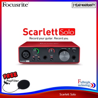 ภาพหน้าปกสินค้าFocusrite Scarlett Solo (Gen3) USB Audio Interface ออดิโออินเตอร์เฟส เจนใหม่ล่าสุด เจนเนอเรชั่น 3 รับประกันศูนย์ไทย 3 ปี แถมฟรี! Pop Filter ซึ่งคุณอาจชอบสินค้านี้