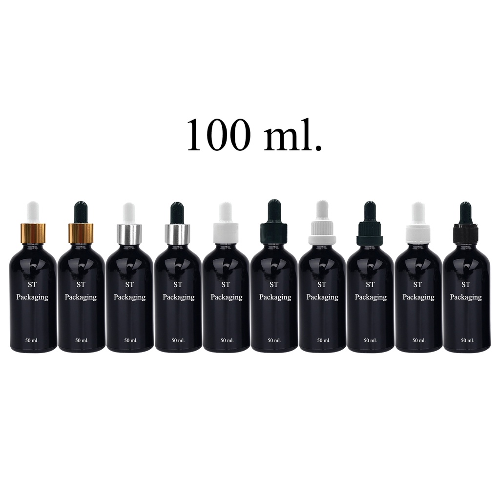 แพ็ค100ขวด-ขวดแก้วสีดำ-dropper-5ml-10ml-15ml-20ml-30ml-50ml-100mlดรอปเปอร์-ขวดแบ่ง-หัวบีบหยด-ขวดน้ำมัน-ขวดเซรั่ม