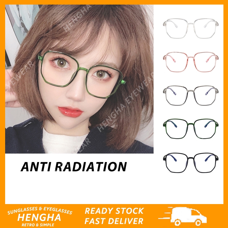 ภาพหน้าปกสินค้า(HENGHA) แว่นตากรองแสงสีฟ้า สไตล์เกาหลี แฟชั่นสำหรับผู้หญิง