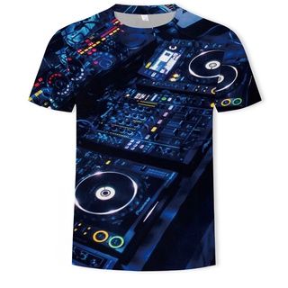 เสื้อยืดลําลอง แขนสั้น คอกลม พิมพ์ลายดิสโก้ DJ Live 3 มิติ พลัสไซซ์ แฟชั่นฤดูร้อน สําหรับผู้ชาย
