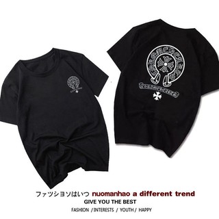 Chrome Heartsเสื้อผ้า Chrome Hearts▬เสื้อยืดผู้ชายแขนสั้น Crow heart 2021 ใหม่สไตล์วัยรุ่นยุโรปและอเมริกาสตรีทหลวมดอกไม