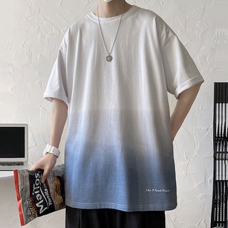 เสื้อยืดคอกลม แขนสั้น ทรงหลวม ไล่โทนสี แบบเรียบ เหมาะกับฤดูร้อน สําหรับผู้ชาย