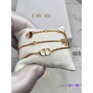 พร้อมส่ง สร้อยข้อมือทองคํา 520 สองชั้น ลายตัวอักษร Dior ดาวห้าแฉก สไตล์คลาสสิก สําหรับผู้หญิง