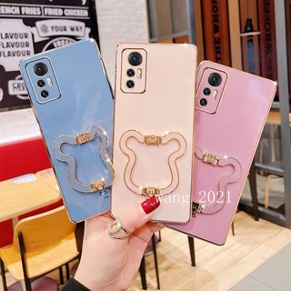 Ready Stock New Casing เคส Xiaomi Mi 12 Pro Mi 11 Lite 5G NE 11T Pro Phone Case Luxury Back Cover with High Quality Folding Bear Stand Soft Case เคสโทรศัพท