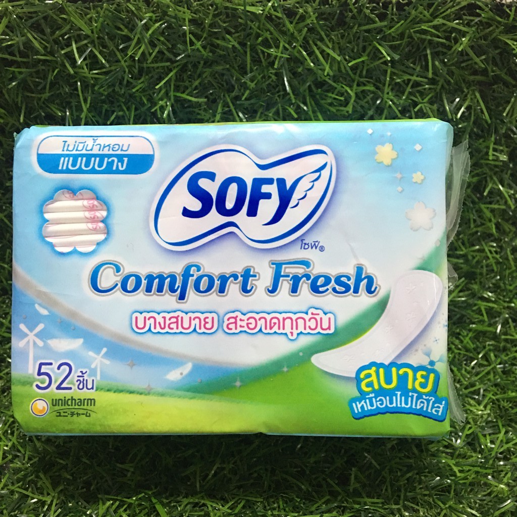 แผ่นอนามัย-sofy-comfort-fresh-52-ชิ้น-โซฟี-คอมฟอร์ท-เฟรช-ไม่มีปีก-และ-ไม่มีน้ำหอม-บาง-สบาย