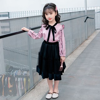 สาวชุดเกาหลีรุ่นฤดูใบไม้ผลิชุดใหม่ยางสไตล์เด็กกระโปรงสาวชุดเด็กผู้หญิงชุดเด็กชุดใหญ่