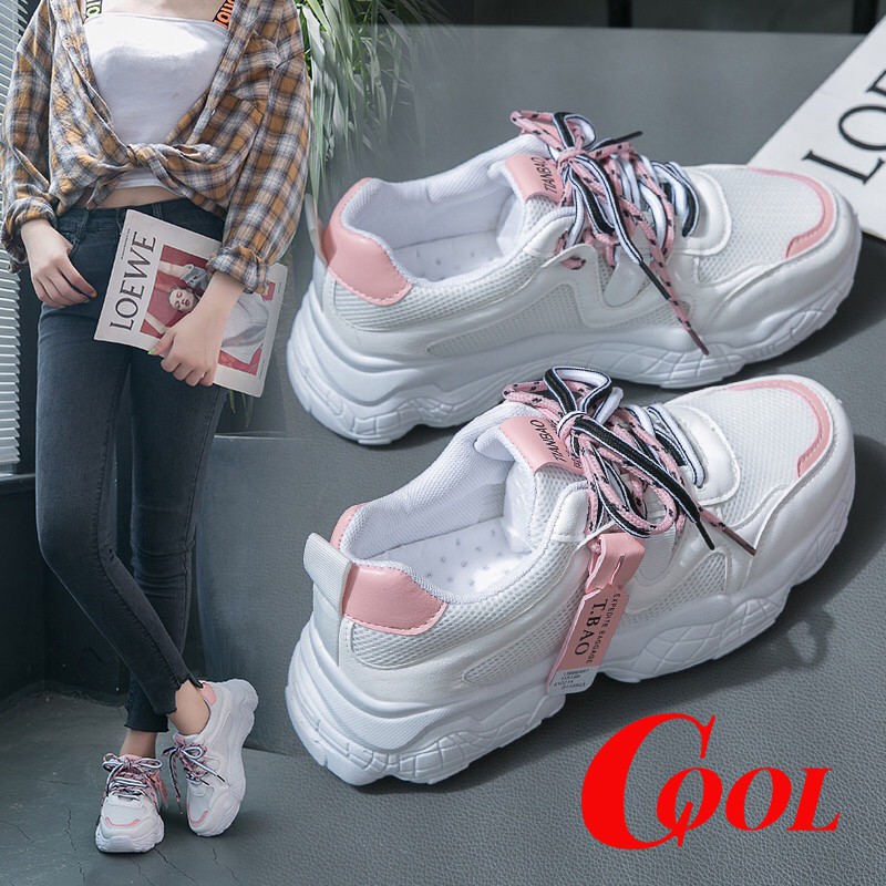 รูปภาพสินค้าแรกของCOOL SHOES (มาใหม่ AR-15) รองเท้าผ้าใบผู้หญิง เสริมส้น 5 ซม.รองเท้าผ้าใบระบายอากาศ