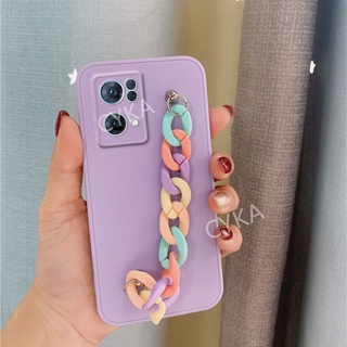 2022 New เคสโทรศัพท์ OPPO Reno7 Pro 5G เคส OPPO Reno7 5G Skin feel TPU Silicone Softเคส With Rainbow Bracket Cover