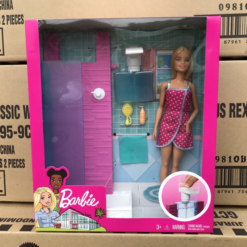 barbie-doll-and-furniture-set-fxg51-bathroom-with-working-shower-and-three-bath-accessories-ชุดตุ๊กตาบาร์บี้-และเฟอร์นิเจอร์-fxg51-ฝักบัวอาบน้ํา-พร้อมฝักบัวอาบน้ํา-และอุปกรณ์อาบน้ําสามชิ้น
