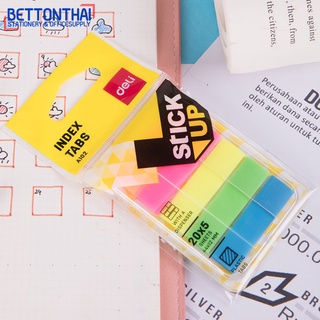 Deli A10202 Index Sticker กระดาษโน้ตพลาสติก ขนาด 44 x 12mm มี 5 สี เป็นสีสะท้อนแสง สีละ 20 ชิ้น รวม 100 ชิ้น กระดาษโน้ต