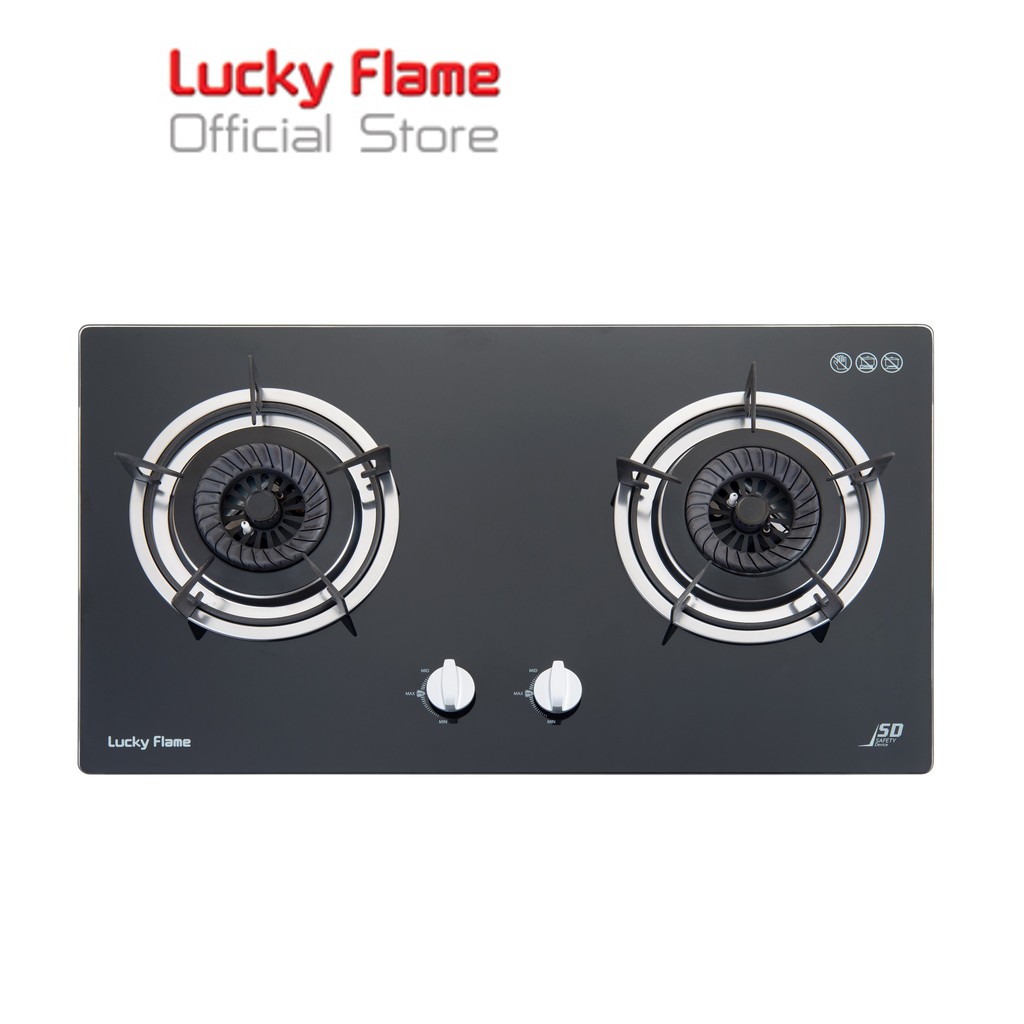 ภาพหน้าปกสินค้าLucky Flame เตาแก๊สแบบฝัง 2 หัวเตา LGS-962 เตาฝังกระจกนิรภัย รับประกันวาล์วเตาแก๊ส 5 ปี
