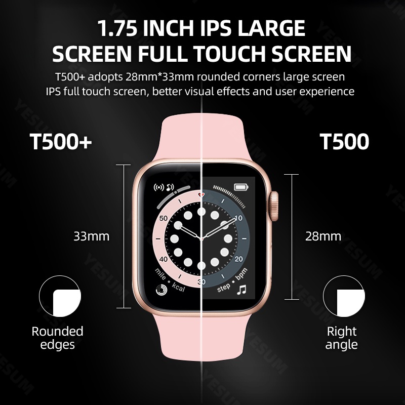 ภาพหน้าปกสินค้าT500 plus T500+ นาฬิกาสมาร์ท smartwatch นาฬิกาอัจฉริยะโทรได้ เมนูภาษา เปลี่ยนสาย ได้ ธีมเยอะ t500+ Smart Watch นาฬิกาอัจฉริยะสัมผัสได้เต็มจอ รองรับภาษาไทย เปลี่ยนรูปหน้าจอได้ Smart วัดออกซิเจนในเลือด นาฬิกาสมาร์ทวอทช์ จอภาพ จากร้าน geyue01.th บน Shopee