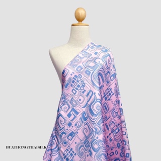 ABSTRACT GRAPHIC DESIGN PRINTED THAI SILK FABRIC - ผ้าไหม ไทยแท้ พิมพ์ลาย กราฟฟิก