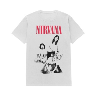 เสื้อยืดผ้าฝ้ายเสื้อยืด ลายวงร็อคเกอร์สตาร์ Nirvana สีขาว สําหรับห้องน้ําL XL  XXL 3XL