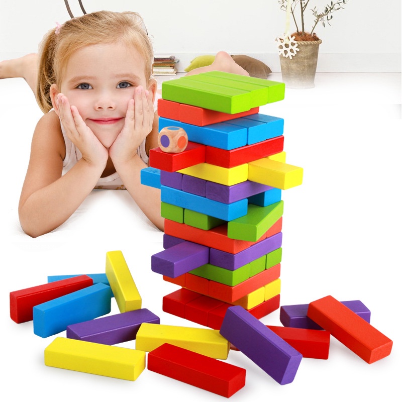 ของเล่นไม้-ตัวต่อบล็อกไม้-บล็อกไม้สำหรับเด็ก-ไม้จังก้า-เกมไม้ตึกถล่ม-ตัวต่อไม้ของเล่นเด็ก