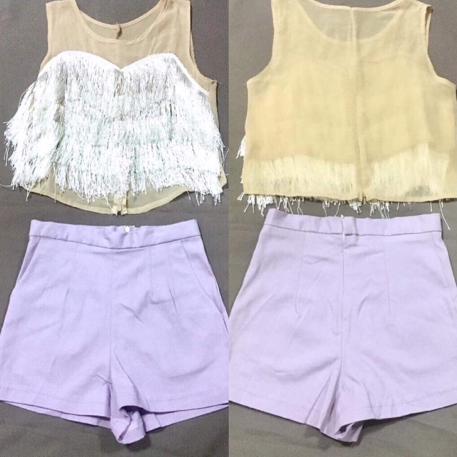 ชุด-set-เสื้อฟรุ้งฟริ้ง-กางเกงเอวสูง