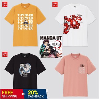 Uniqlo เสื้อยืดแขนสั้น พิมพ์ลายมังงะ (UT) สําหรับผู้ชาย และผู้หญิง (Demon Slayer)431956 WhiteaS-5XL