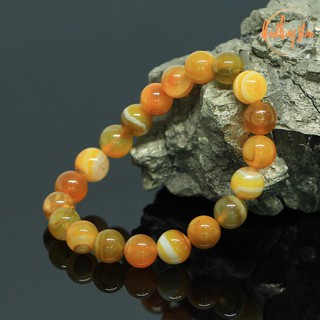 หินอาเกต หินโมรา สีเหลือง ขนาด 10 มิล Yellow Agate แต่งสี กำไลหินมงคล หินดวงตาสวรรค์ ช่วยปกป้องจากฝันร้าย หินสีเหลือง