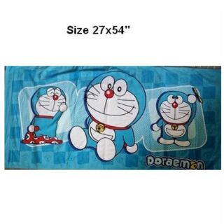 ลิขสิทธิ์แท้ ผ้าขนหนู ผืนใหญ่ ขนาด 27x54 นิ้ว โดเรม่อน (Doraemon) ราคาป้าย 540บ.