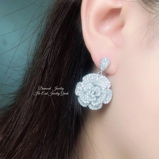 Camellia Diamond Earring ต่างหูชาแนล ดีไซน์ดอกคามิเลีย งานเพชรถี่ละเอียดยิบ