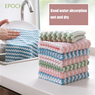 EPOCH Cute Dish Towel Thickened Wash Cloth Cleaning Cloth Kitchen Tool Striped Flower Microfiber Super Absorbent Household Non-stick Wiping Rag/Multicolor