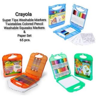 Crayola Bag Set Super Tips Washable Markers / Twistables Colored Pencil / Washable Squeaks Markers & Paper Set 65pcs.