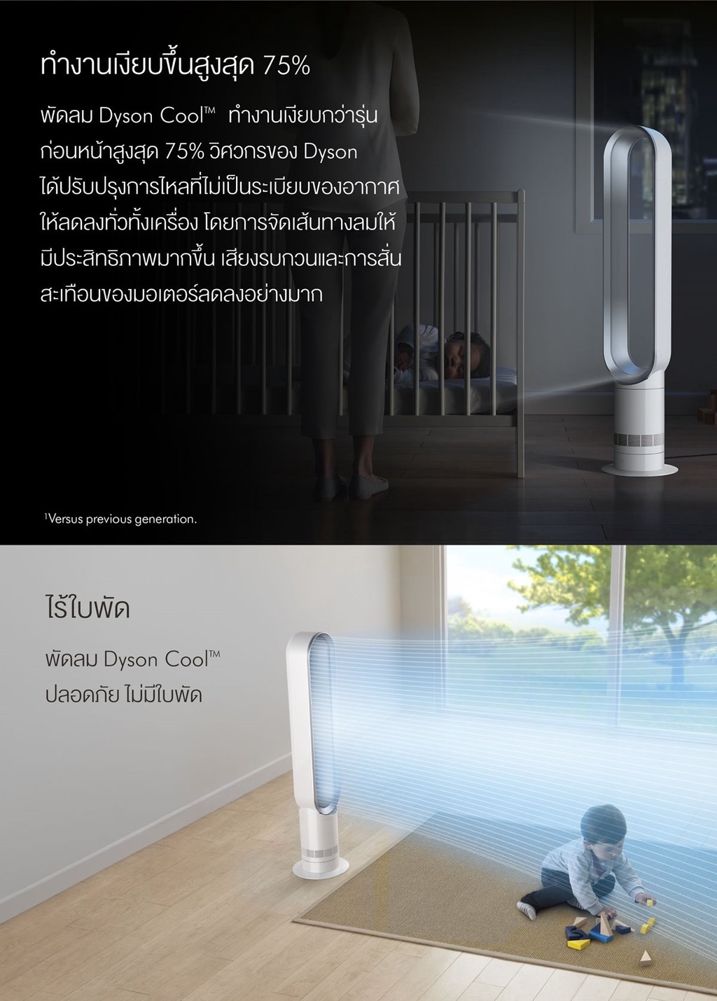 ข้อมูลเกี่ยวกับ Dyson Cool  Tower Fan AM07 (White/Silver) พัดลม ตั้งพื้น ไดสัน สีขาว