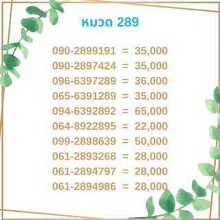 เบอร์มงคล 289 เบอร์มังกร เบอร์จำง่าย เบอร์รวย เบอร์เฮง ราคาถูก ราคาไม่แพง