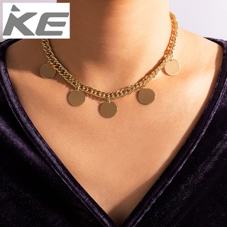 Simple Hip Hop Necklace Alloy Disc Single Necklace Heavy Metal Chain Clavicle Chain for girls