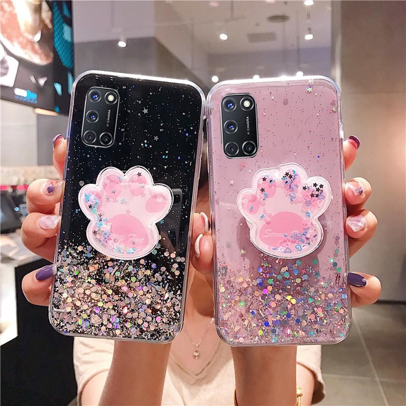 เคส-เคส-วีโว่19-เคสซิลิโคน-case-transparent-bling-soft-cover-with-cat-claw-bracket-ที่วางโทรศัพท์-เคสโทรศัพท์-vivo-v19