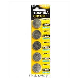 พร้อมส่ง&gt; ถ่านกระดุม Toshiba CR2430 1 แผง 5 ก้อน