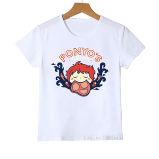 เสื้อผู้ชายเท่ - ตลก Ponyo การ์ตูนพิมพ์เสื้อยืดเด็กเสื้อยืดกราฟิก tees สาว / เด็กชายเสื้อผ้า haraju