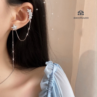 1pcs Ear Cuff Punk Earrings Fashion Cross Rivet Long Tassel Pendientes Ear Clip Earrings