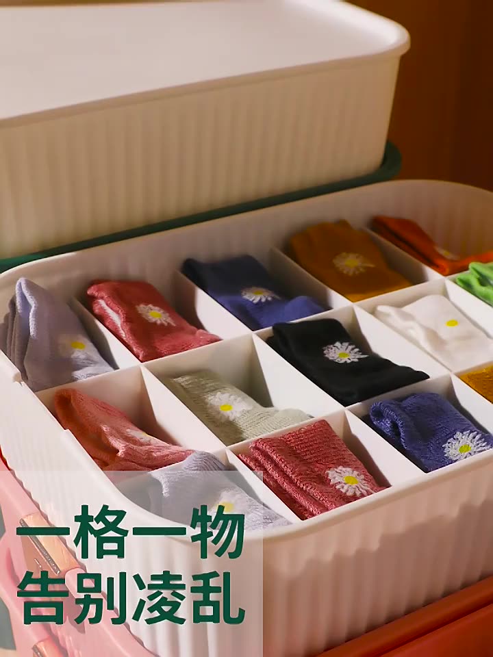 กล่องจัดระเบียบ-มี3สี-กล่องอเนกประสงค์-กล่องเก็บชุดชั้นใน-วัสดุพลาสติก-กล่องเก็บของพร้อมฝาปิด-กล่องเก็บถุงเท้า-demmi