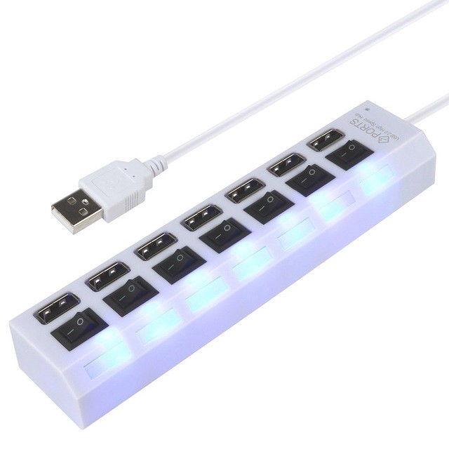 ภาพสินค้าพอร์ท USB 7 พอร์ท LED USB มีสวิชท์ On / Off สีดำและสีขาว จากร้าน kebidutechnology.th บน Shopee ภาพที่ 6