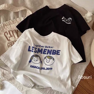 [Babycat] พร้อมส่ง ขายดี เสื้อยืดลําลอง ผ้าฝ้าย แขนสั้น พิมพ์ลายการ์ตูนหัวตัวร้าย ทรงหลวม สไตล์เกาหลี ญี่ปุ่น สําหรับผู้ชาย และผู้หญิง