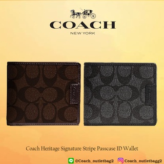 COACH Heritage Signature Stripe Passcase ID Wallet