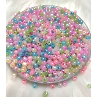 ลูกปัดเม็ดทราย ลูกปัดคละสี 4mm. ลูกปัดแก้ว ลูกปัดสีพาสเทล