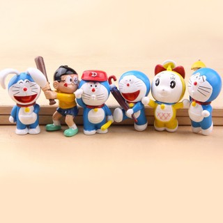 DORAEMON ตุ๊กตาโดราเอมอนสําหรับตกแต่งเค้ก 6 ชิ้น