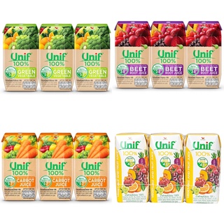 (แพ็ค 3) Unif 100% น้ำผักและผลไม้รวมจากน้ำผลไม้เข้มข้น  (แครรอท / บีทรูท / ผักผลไม้รวม) 200 มล.
