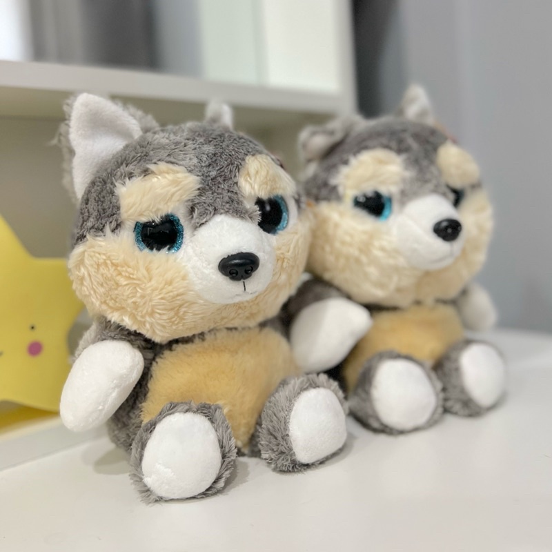 พร้อมส่ง-ตุ๊กตา-หมาไซบีเรียนฮัสกี้-ขนาด-7นิ้ว-ขนนุ่มลื่น-husky-dog-doll