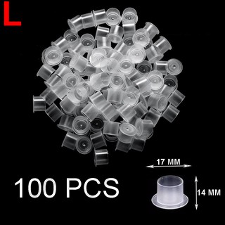 จุกใส่หมึกสักแบบมีฐาน ขนาด L 100 ชิ้น จุกหมึก จุดใส่สีสัก Disposable Plastic Tattoo Ink Cup Pigment Holder Size L 100